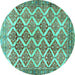 Round Machine Washable Persian Turquoise Traditional Area Rugs, wshtr4450turq