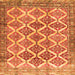 Round Machine Washable Persian Orange Traditional Area Rugs, wshtr4450org