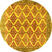 Round Machine Washable Persian Yellow Traditional Rug, wshtr4450yw