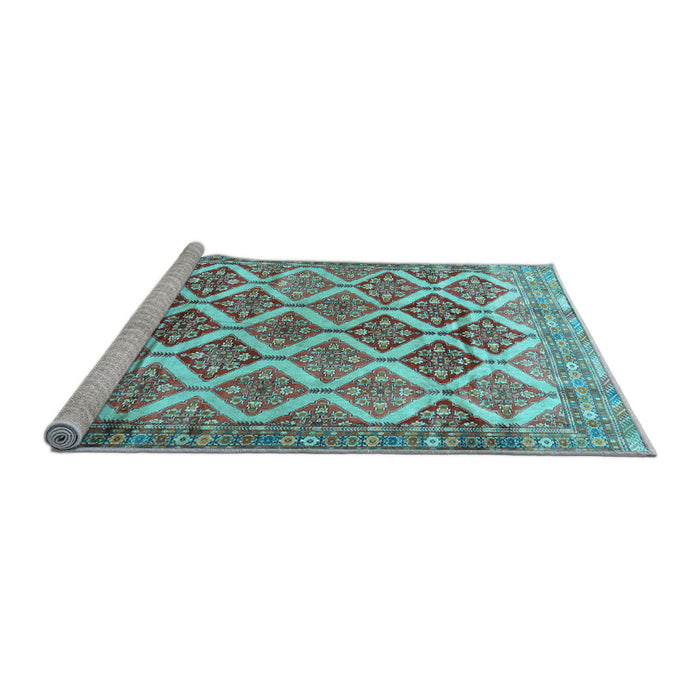 Sideview of Machine Washable Persian Light Blue Traditional Rug, wshtr4450lblu