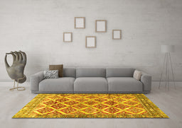 Machine Washable Persian Yellow Traditional Rug in a Living Room, wshtr4450yw