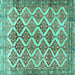 Square Machine Washable Persian Turquoise Traditional Area Rugs, wshtr4450turq