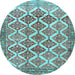 Round Machine Washable Persian Light Blue Traditional Rug, wshtr4450lblu