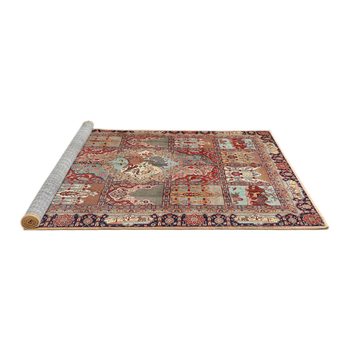 Sideview of Machine Washable Traditional Brown Red Rug, wshtr4451