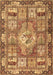 Machine Washable Medallion Brown Traditional Rug, wshtr4451brn