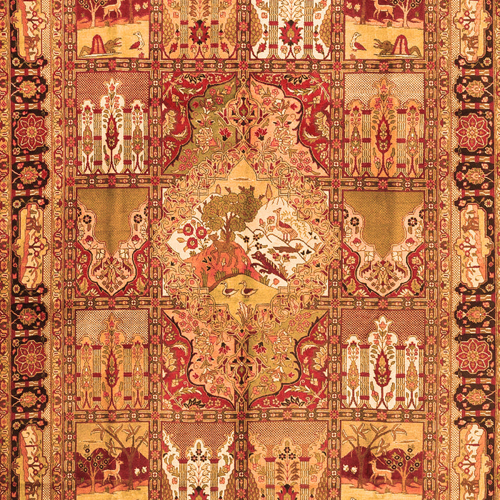 Serging Thickness of Machine Washable Medallion Orange Traditional Area Rugs, wshtr4451org