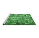 Sideview of Machine Washable Medallion Emerald Green Traditional Area Rugs, wshtr4451emgrn