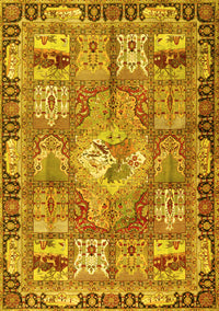 Medallion Yellow Traditional Rug, tr4451yw