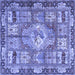 Square Medallion Blue Traditional Rug, tr4451blu