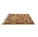 Sideview of Machine Washable Medallion Brown Traditional Rug, wshtr4451brn