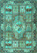 Machine Washable Medallion Turquoise Traditional Area Rugs, wshtr4451turq