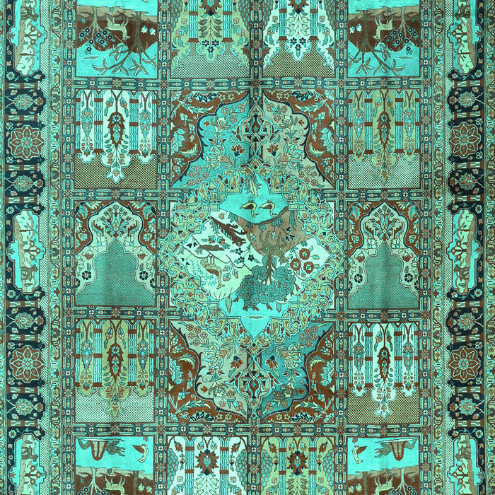 Machine Washable Medallion Turquoise Traditional Area Rugs, wshtr4451turq