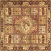 Square Medallion Brown Traditional Rug, tr4451brn