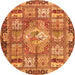 Machine Washable Medallion Orange Traditional Area Rugs, wshtr4451org