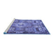 Sideview of Machine Washable Medallion Blue Traditional Rug, wshtr4451blu