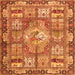 Serging Thickness of Medallion Orange Traditional Rug, tr4451org