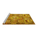 Sideview of Machine Washable Medallion Yellow Traditional Rug, wshtr4451yw