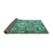 Sideview of Medallion Turquoise Traditional Rug, tr4451turq