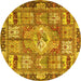 Round Medallion Yellow Traditional Rug, tr4451yw