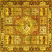 Square Medallion Yellow Traditional Rug, tr4451yw