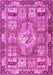 Machine Washable Medallion Pink Traditional Rug, wshtr4451pnk