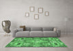 Machine Washable Medallion Emerald Green Traditional Area Rugs in a Living Room,, wshtr4451emgrn