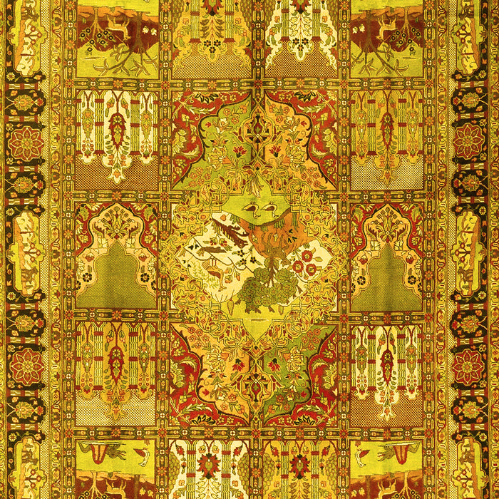 Machine Washable Medallion Yellow Traditional Rug, wshtr4451yw