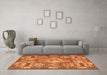 Machine Washable Medallion Orange Traditional Area Rugs in a Living Room, wshtr4451org