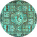 Round Medallion Turquoise Traditional Rug, tr4451turq