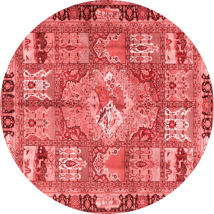 Machine Washable Medallion Red Traditional Rug, wshtr4451red