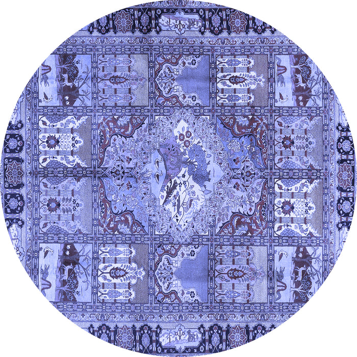 Round Medallion Blue Traditional Rug, tr4451blu