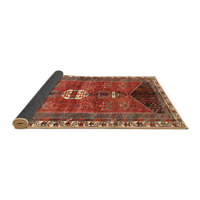 Sideview of Traditional Orange Brown Medallion Rug, tr4452