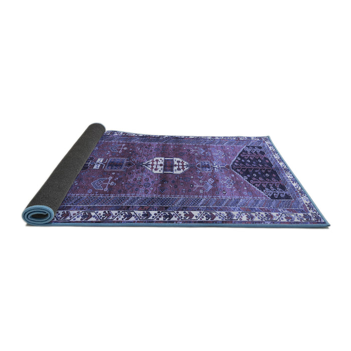 Sideview of Medallion Blue Traditional Rug, tr4452blu