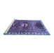 Sideview of Machine Washable Medallion Blue Traditional Rug, wshtr4452blu