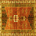 Square Medallion Yellow Traditional Rug, tr4452yw