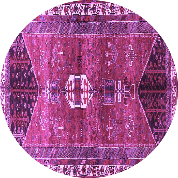 Round Medallion Purple Traditional Rug, tr4452pur