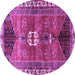 Round Medallion Purple Traditional Rug, tr4452pur