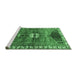 Sideview of Machine Washable Medallion Emerald Green Traditional Area Rugs, wshtr4452emgrn