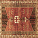 Square Medallion Brown Traditional Rug, tr4452brn