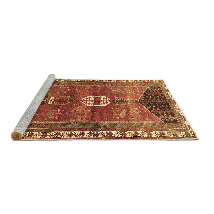 Sideview of Machine Washable Medallion Brown Traditional Rug, wshtr4452brn