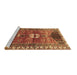 Sideview of Machine Washable Medallion Brown Traditional Rug, wshtr4452brn