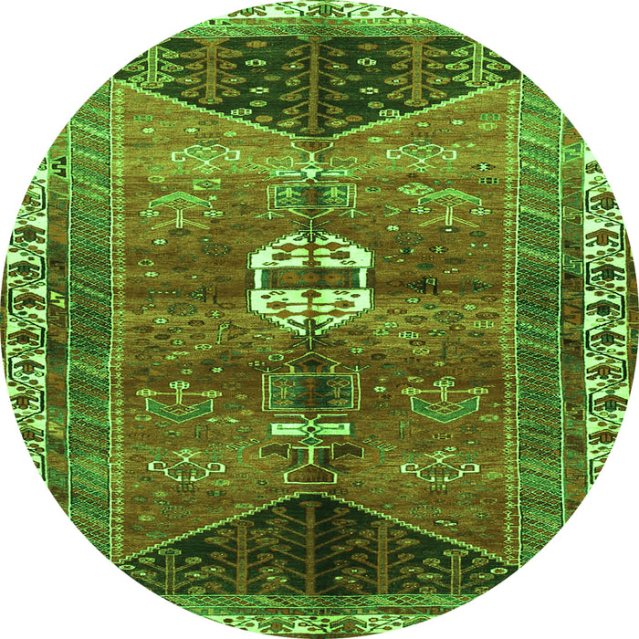 Square Medallion Green Traditional Rug, tr4452grn