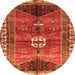 Square Medallion Orange Traditional Rug, tr4452org