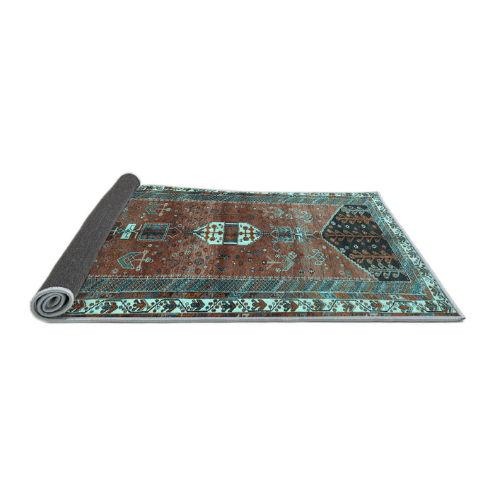 Sideview of Medallion Light Blue Traditional Rug, tr4452lblu
