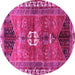 Round Medallion Pink Traditional Rug, tr4452pnk