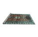 Sideview of Machine Washable Medallion Light Blue Traditional Rug, wshtr4452lblu