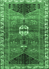 Medallion Emerald Green Traditional Rug, tr4452emgrn