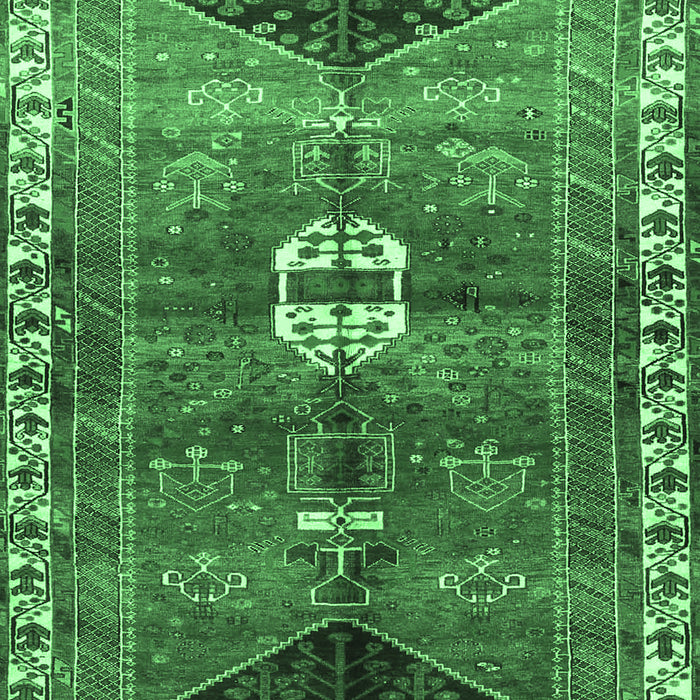 Medallion Emerald Green Traditional Rug, tr4452emgrn