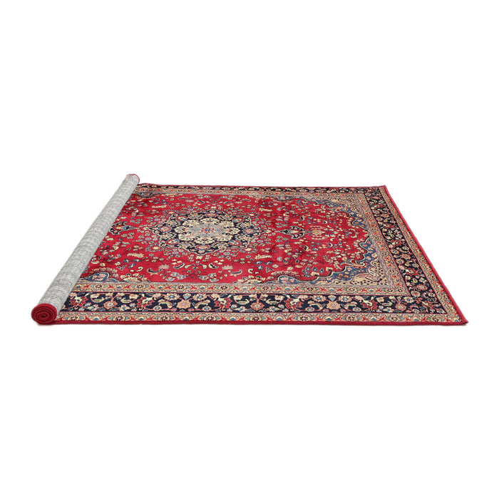 Sideview of Machine Washable Traditional Fire Brick Red Rug, wshtr4453