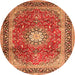 Machine Washable Persian Orange Traditional Area Rugs, wshtr4453org